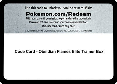 Code Card - Obsidian Flames Elite Trainer Box (Scarlet and Violet: Obsidian Flames) Near Mint