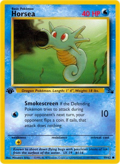 Horsea (Fossil) Light Play 1st Edition - Nick Nack's Full Frontal Attack