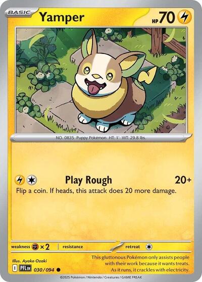 Yamper - 030 (ME02: Phantasmal Flames) Near Mint Reverse Holofoil - Nick Nack's Full Frontal Attack