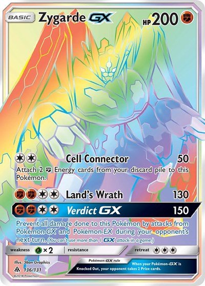 Zygarde GX (Secret) (SM - Forbidden Light) Near Mint Holofoil - Nick Nack's Full Frontal Attack