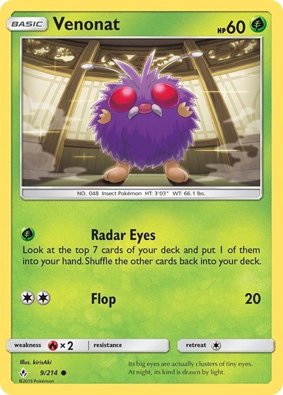 Venonat (9) (SM - Unbroken Bonds) Near Mint - Nick Nack's Full Frontal Attack
