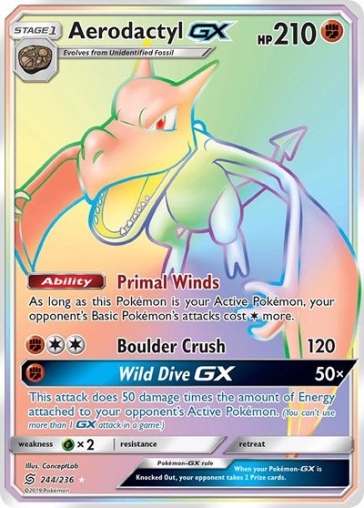 Aerodactyl GX (Secret) (SM - Unified Minds) Near Mint Holofoil - Nick Nack's Full Frontal Attack