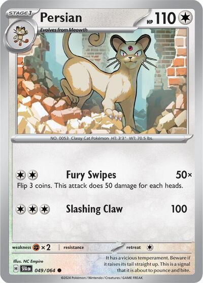 Persian - 049 (SV: Shrouded Fable) Near Mint Reverse Holofoil - Nick Nack's Full Frontal Attack