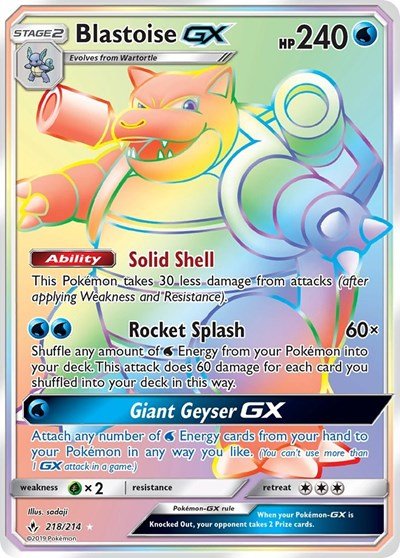 Blastoise GX (Secret) (SM - Unbroken Bonds) Near Mint Holofoil - Nick Nack's Full Frontal Attack