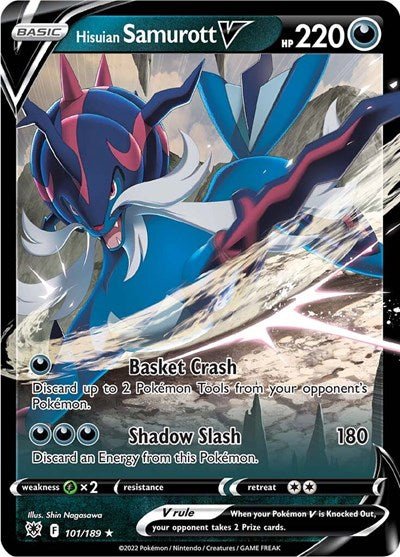 Hisuian Samurott V (SWSH10: Astral Radiance) Near Mint Holofoil - Nick Nack's Full Frontal Attack