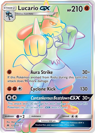 Lucario GX (Secret) (SM - Forbidden Light) Near Mint Holofoil