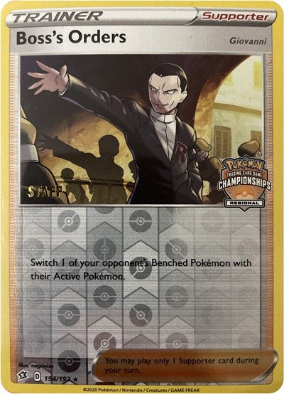Boss's Orders - 154/192 (Regional Championships) (Staff) (League and Championship) Light Play Reverse Holofoil