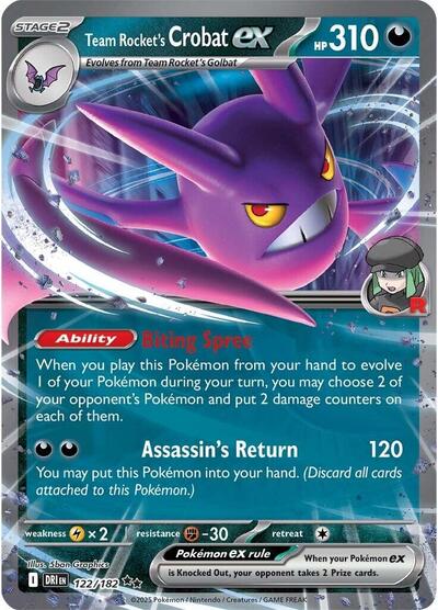 Team Rocket's Crobat ex - 122 (SV10: Destined Rivals) Near Mint Holofoil