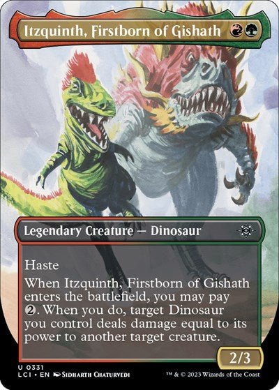 Itzquinth, Firstborn of Gishath (Borderless) (The Lost Caverns of Ixalan) Near Mint - Nick Nack's Full Frontal Attack