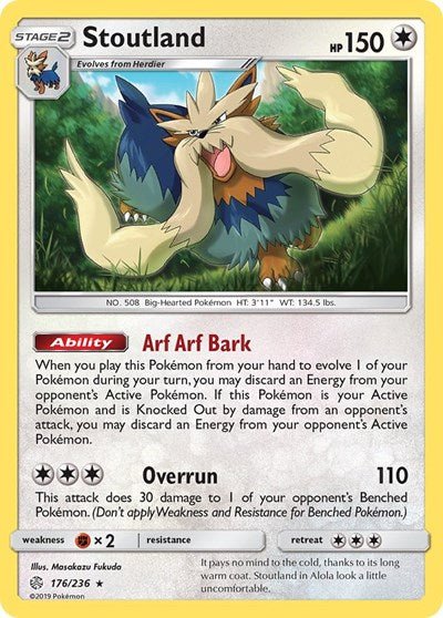 Stoutland (SM - Cosmic Eclipse) Near Mint Holofoil - Nick Nack's Full Frontal Attack