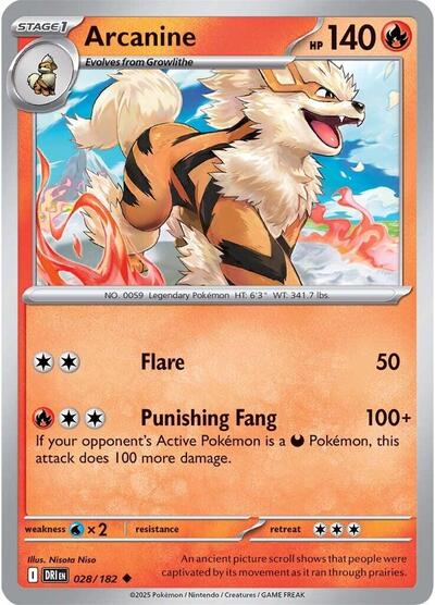 Arcanine (SV10: Destined Rivals) Near Mint - Nick Nack's Full Frontal Attack