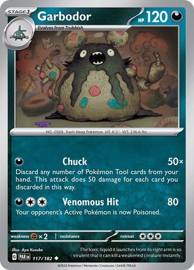 Garbodor - 117 (Scarlet and Violet: Paradox Rift) Near Mint - Nick Nack's Full Frontal Attack