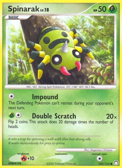 Spinarak (Mysterious Treasures) Light Play Reverse Holofoil - Nick Nack's Full Frontal Attack