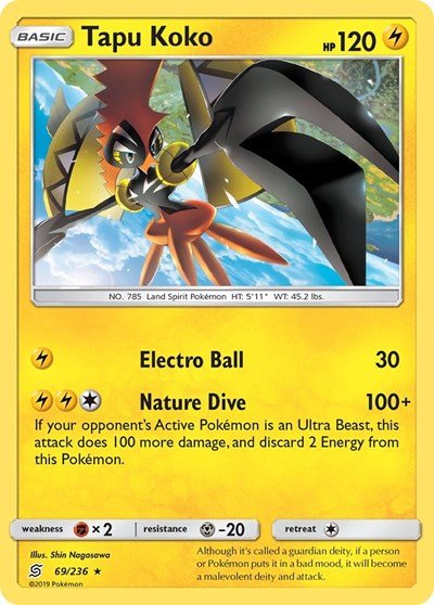 Tapu Koko (SM - Unified Minds) Near Mint Holofoil - Nick Nack's Full Frontal Attack