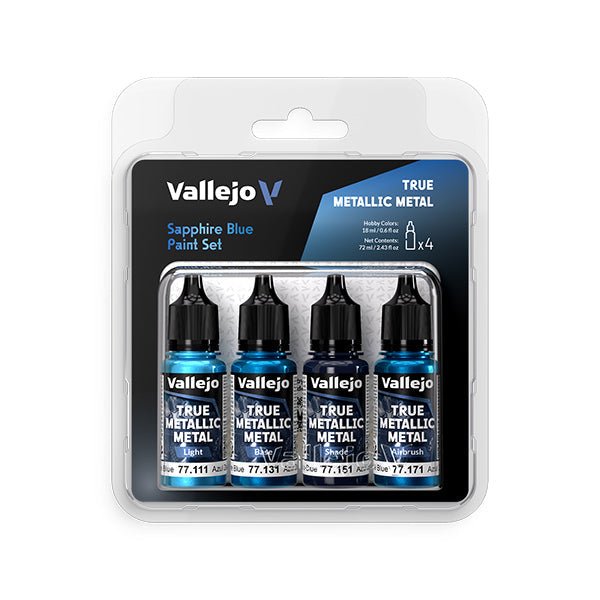 Vallejo True Metallic Metal Set: Sapphire Blue (4 Color Set) 18 ml. - Nick Nack's Full Frontal Attack