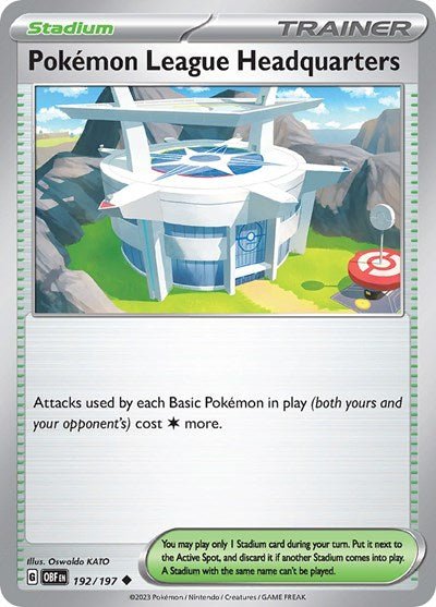Pokemon League Headquarters (Scarlet and Violet: Obsidian Flames) Near Mint - Nick Nack's Full Frontal Attack