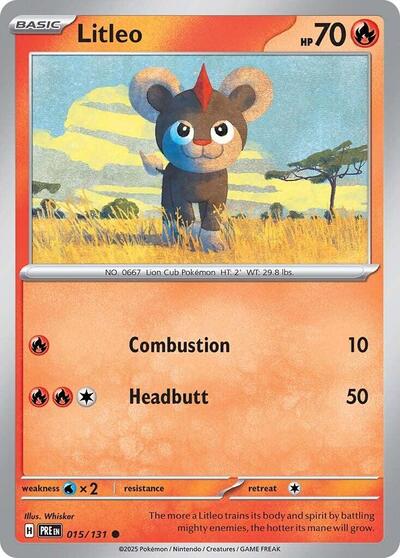 Litleo (SV: Prismatic Evolutions) Near Mint - Nick Nack's Full Frontal Attack