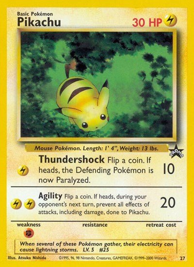 Pikachu (27) (WoTC Promo) Damaged / Poor - Nick Nack's Full Frontal Attack
