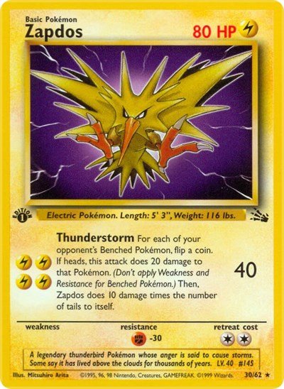 Zapdos (30) (Fossil) Heavy Play Unlimited - Nick Nack's Full Frontal Attack