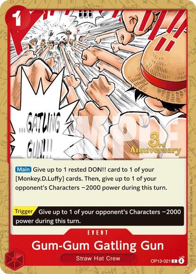 Gum - Gum Gatling Gun (Carrying On His Will: 3rd Anniversary Tournament Cards) Near Mint - Nick Nack's Full Frontal Attack