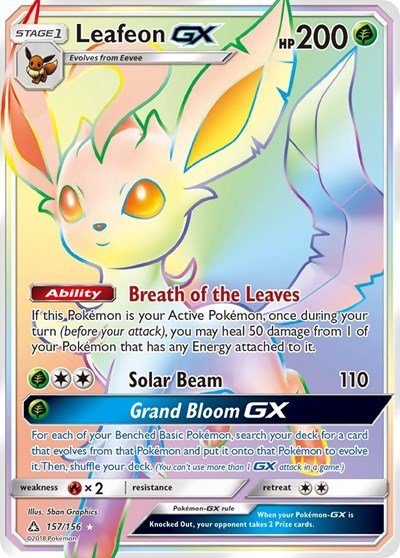 Leafeon GX (Secret Rare) (SM - Ultra Prism) Near Mint Holofoil - Nick Nack's Full Frontal Attack