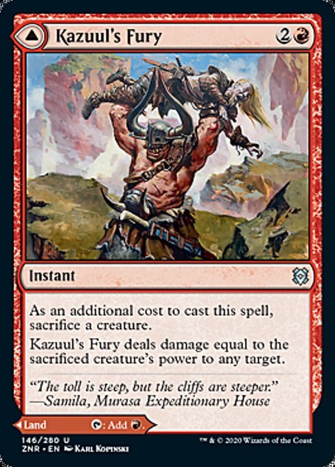 Kazuul's Fury / Kazuul's Cliffs (Zendikar Rising) Near Mint - Nick Nack's Full Frontal Attack