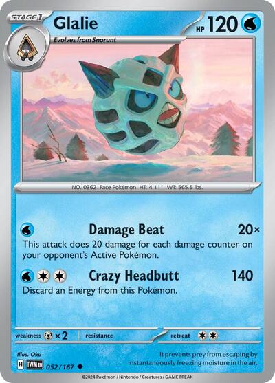 Glalie (SV06: Twilight Masquerade) Near Mint Reverse Holofoil - Nick Nack's Full Frontal Attack