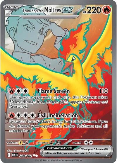 Team Rocket's Moltres ex - 208 (SV10: Destined Rivals) Near Mint Holofoil