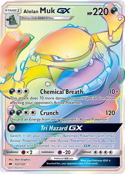 Alolan Muk GX (Secret) (SM - Burning Shadows) Near Mint Holofoil - Nick Nack's Full Frontal Attack