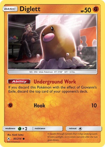 Diglett (SM - Unbroken Bonds) Medium Play - Nick Nack's Full Frontal Attack
