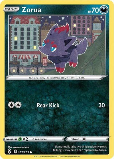 Zorua (SWSH07: Evolving Skies) Light Play - Nick Nack's Full Frontal Attack