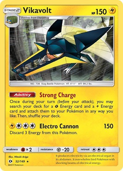 Vikavolt (SM Base Set) Near Mint Holofoil - Nick Nack's Full Frontal Attack
