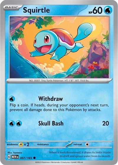 Squirtle - 007 (Scarlet and Violet: 151) Near Mint Reverse Holofoil - Nick Nack's Full Frontal Attack
