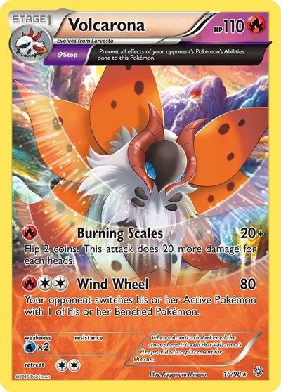 Volcarona (18) (XY Ancient Origins) Near Mint - Nick Nack's Full Frontal Attack