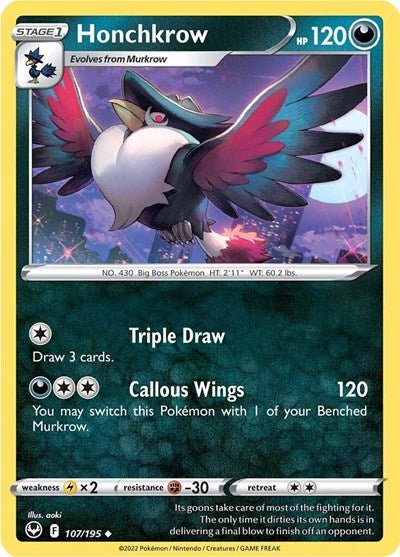 Honchkrow (SWSH12: Silver Tempest) Near Mint - Nick Nack's Full Frontal Attack