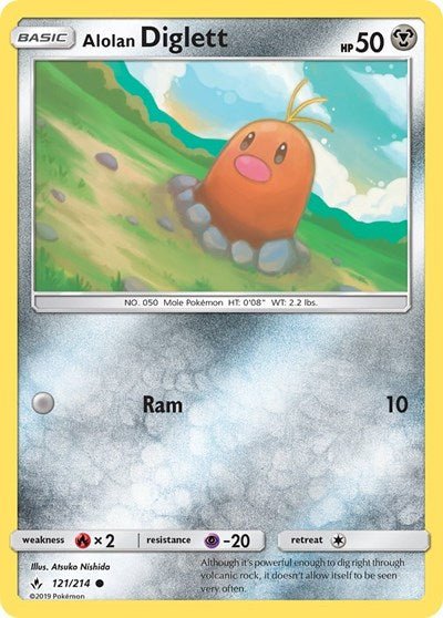 Alolan Diglett (SM - Unbroken Bonds) Near Mint - Nick Nack's Full Frontal Attack