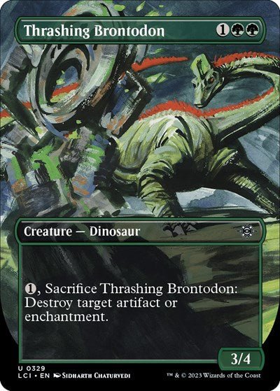 Thrashing Brontodon (Borderless) (The Lost Caverns of Ixalan) Near Mint - Nick Nack's Full Frontal Attack