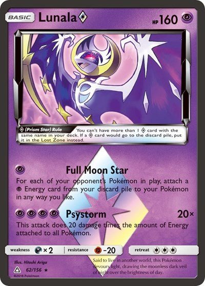 Lunala Prism Star (SM - Ultra Prism) Near Mint Holofoil - Nick Nack's Full Frontal Attack
