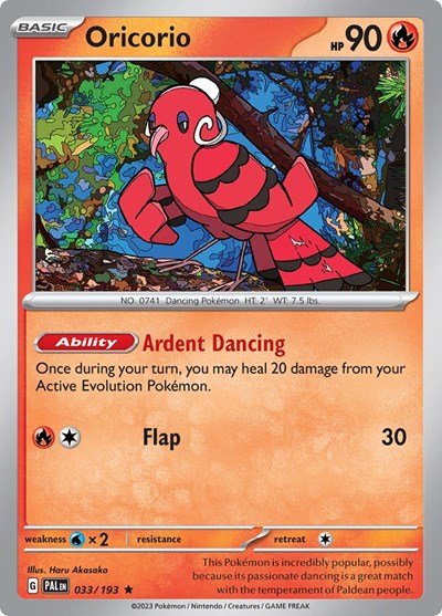 Oricorio (SV02: Paldea Evolved) Near Mint Holofoil - Nick Nack's Full Frontal Attack