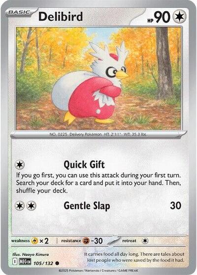 Delibird - 105 (ME01: Mega Evolution) Near Mint - Nick Nack's Full Frontal Attack