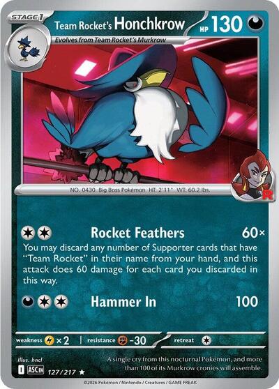 Team Rocket's Honchkrow (ME: Ascended Heroes) Near Mint Holofoil - Nick Nack's Full Frontal Attack