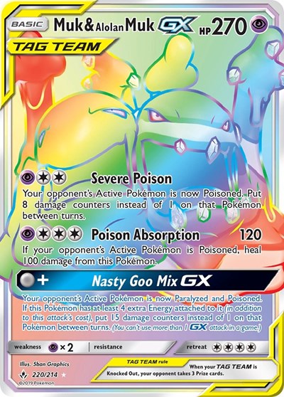 Muk & Alolan Muk GX (Secret) (SM - Unbroken Bonds) Near Mint Holofoil