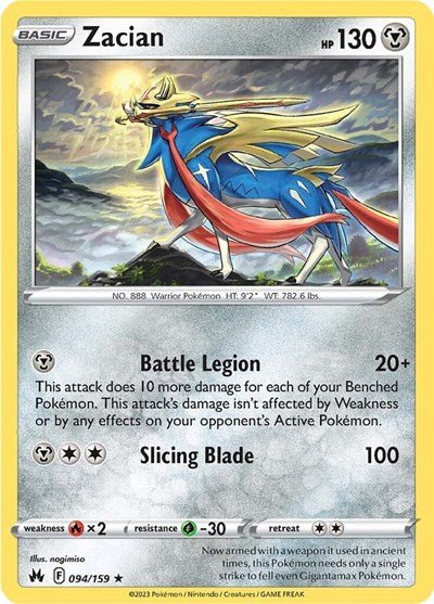 Zacian (Crown Zenith) Near Mint Reverse Holofoil - Nick Nack's Full Frontal Attack