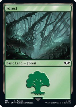 Forest (317) (Surge Foil) (Universes Beyond: Warhammer 40K) Near Mint Foil - Nick Nack's Full Frontal Attack