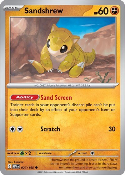 Sandshrew (Scarlet and Violet: 151) Near Mint Reverse Holofoil - Nick Nack's Full Frontal Attack