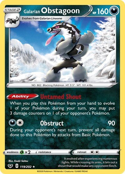 Galarian Obstagoon (SWSH01: Sword & Shield Base Set) Near Mint Holofoil - Nick Nack's Full Frontal Attack