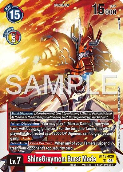 ShineGreymon: Burst Mode (Advanced Booster Digimon Generation) Near Mint - Nick Nack's Full Frontal Attack