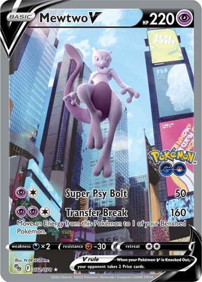 Mewtwo V (Alternate Full Art) (Pokemon GO) Near Mint Holofoil