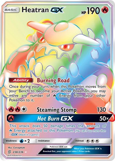 Heatran GX (Secret) (SM - Unified Minds) Near Mint Holofoil - Nick Nack's Full Frontal Attack