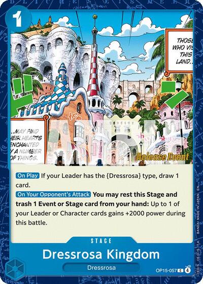 Dressrosa Kingdom (Adventure on Kami's Island Release Event Cards) Near Mint - Nick Nack's Full Frontal Attack